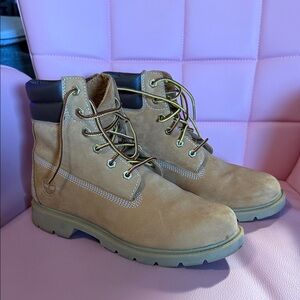 Timberland Tan Leather Combat Moto Boots